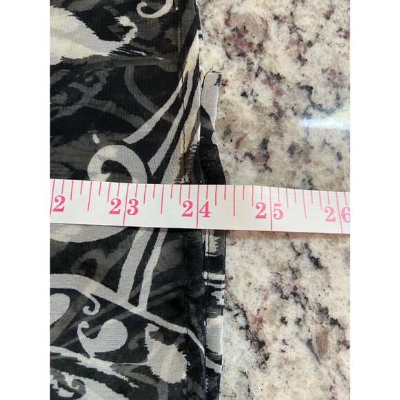 Ncola Womens Blouse XL Sheer Black White Swirl Pattern Button-Up Grannycore - Picture 9 of 9